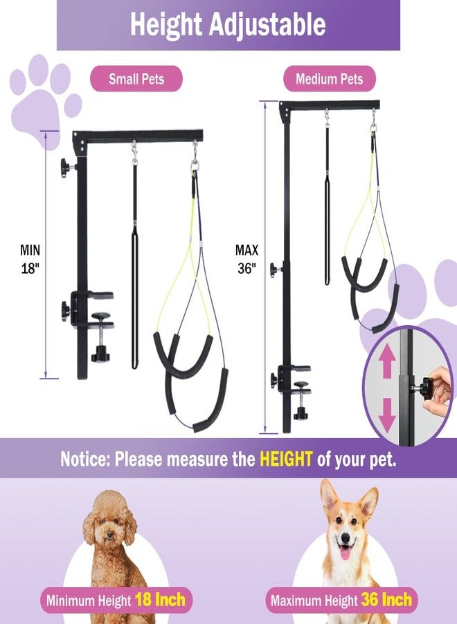 AGESISI Dog Grooming Arm with Clamp, Heavy Duty Pet Grooming Table Arm with Grooming Hammock, Loop Noose & Two No-Sit Haunch Holder, 36" Height Adjustable for Medium & Small Pets, Black - Image 3